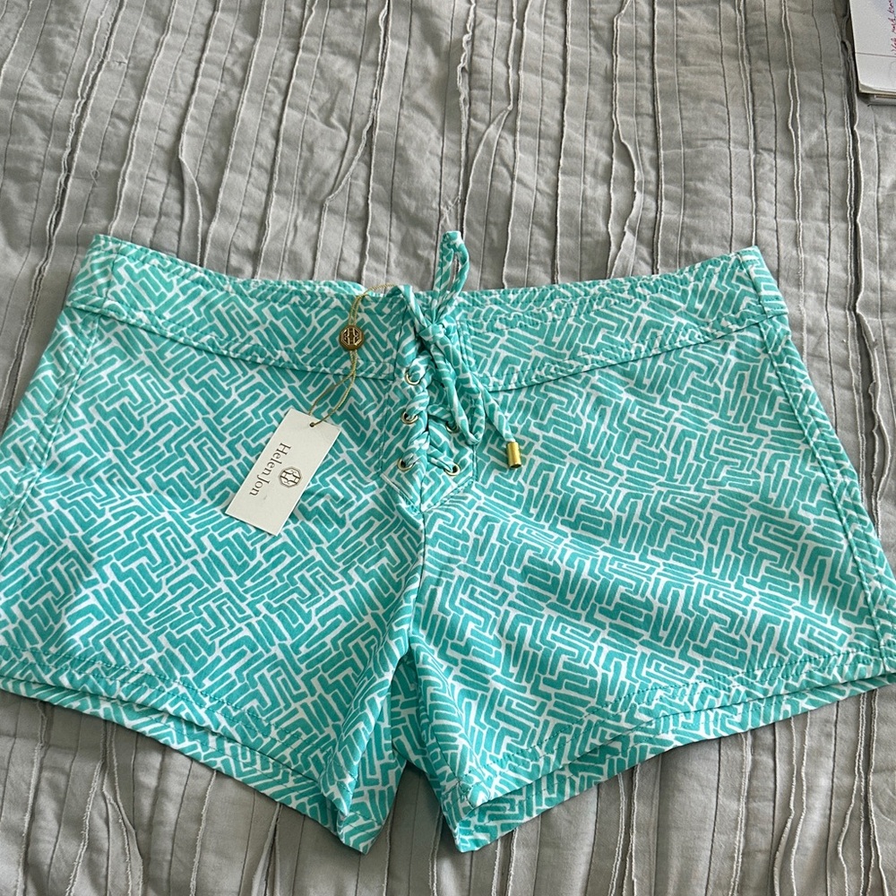 Helen Jon 4” Aqua Lace-Up Board Shorts Size 6
